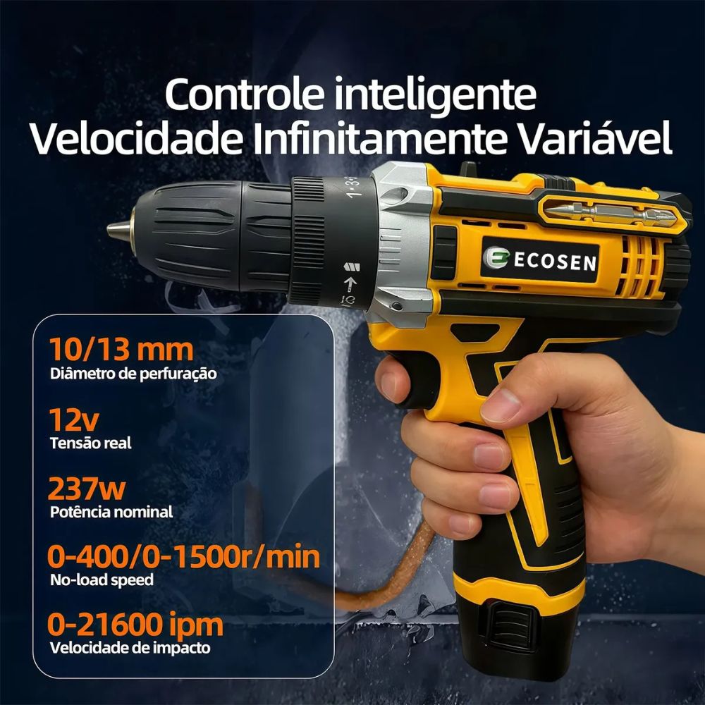 Parafusadeira e Furadeira a Bateria Normatta Ecosen | Potência absoluta para o dia todo